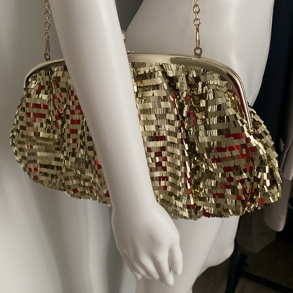NWT Aldo Sequin Frame Gold Clutch - Picture 5 of 5